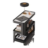 锦需岩板沙发边几客厅轻奢可移动边柜现代简约铁艺置物架小桌子小茶几 雪山白岩板+极夜黑60x30x64cm静音万向轮