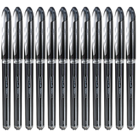 uni 三菱铅笔 UB-205 拔帽走珠笔 黑杆黑芯 0.5mm 12支装