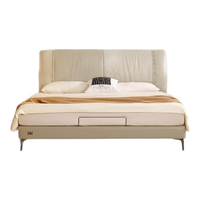 顾家家居 KUKA  现代轻奢风纳帕牛皮卧室主卧双人大床云朵大开张牛皮靠包床215 心想事橙纳帕皮+撑腰垫·深睡1号 1.5*2.0m