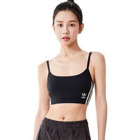 ADIDAS/阿迪达斯三叶草棉天丝舒适透气无钢圈背心式薄文胸内衣女 黑色 XL