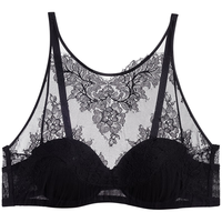 爱慕【董洁同款】云之柔羽内衣女春夏含桑蚕丝抹胸蕾丝背心式文胸 黑色400 75C 34/75C