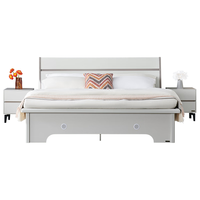 QuanU 全友 126101+105002 简约实木床+床垫+床头柜 双灰色 1.8m床 箱体款