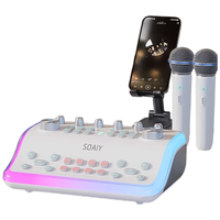 索爱（soaiy）SG60 声卡音响一体机家庭ktv话筒全民k歌直播设备全套抖音唱歌手机电脑通用 双麦克风 （HIFI音质/直播声卡）-双话筒