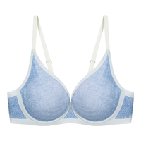 爱慕【江疏影同款】内衣女春夏薄款透气洞洞杯大罩杯文胸CA111161蓝色印花B80