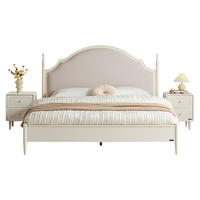 全友家居法式奶油风皮艺软包高脚床家用主卧室1.8x2米双人大床129329 奶油白+浅咖软包1.8m床A