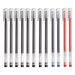 德仕通 拔帽中性笔 黑8蓝2红2 0.5mm 12支装
