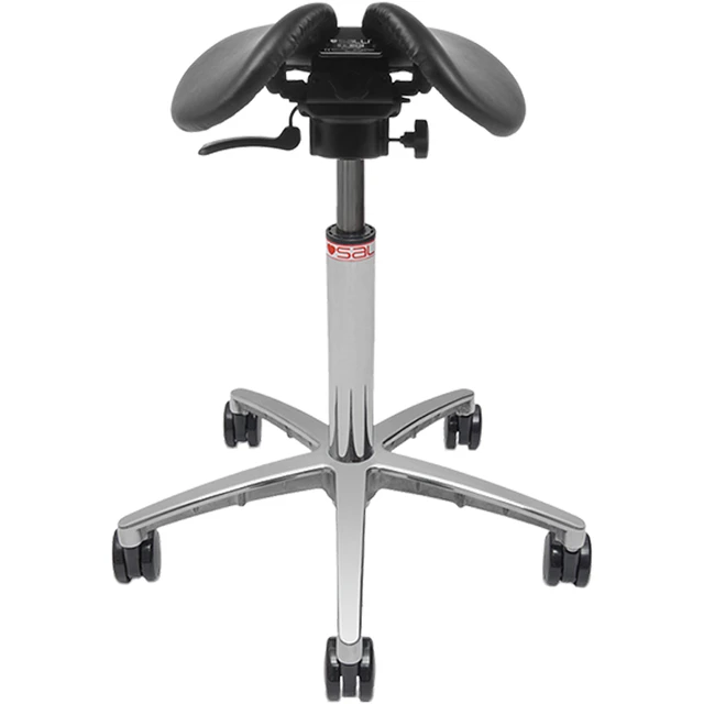 Salli萨利人体工学电脑椅 牙科医生椅实验室观察椅技师椅 办公椅骑马椅马鞍椅微摇款 真皮黑座抛光银色气棒 中号气棒160-180身高适用