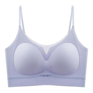 猫人凉感内衣女大胸显小胸聚拢无钢圈背心式薄款透气冰丝无痕文胸
