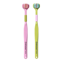 RAOYI三面牙刷软毛成人360°立体无死角便携式牙刷 【装】绿+粉 软毛 2支