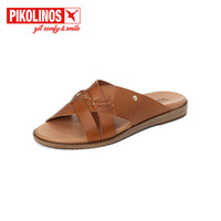 PIKOLINOS 派高雁夏季牛皮平跟套脚休闲拖鞋PM256101 琥珀色 36