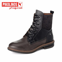 PIKOLINOS 派高雁 女士多材质拼接平跟侧拉链马丁靴 PA17905