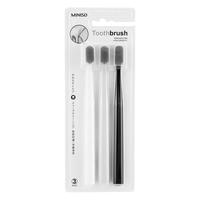 MINISO 名创优品 备长炭高密洁净护齿牙刷 软毛带盖防护保护套组合旅行装套装 3支装家庭装