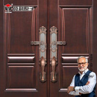 意利原子 YILIATOM 欧式古典别墅大门锁装甲锁双拉门双开门锁单开不锈钢实木门防盗门 大霸王对开门套装