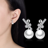 XIYOOMI珍珠款耳环 耳饰女气质小巧耳环港风高级感简约时尚耳钉 白金色珍珠耳环