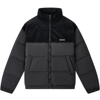 今日必买：gxgjeans 美式灯芯绒拼接短款立领羽绒服 黑色