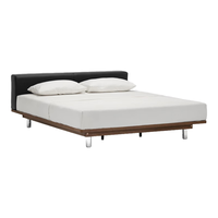 NORHOR北欧表情/简约日式榻榻米/NOVA真皮软靠平台齐边双人床/悬浮床 矮背真皮款/黑色 悬浮齐边结构1800mm*2000mm