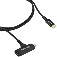 Verbatim威宝USB-C & Lightning 2合1充电高速传输数据线 (MFi 认证 120cm) 黑色