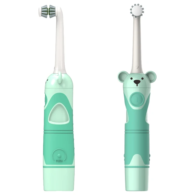 纽乐 360度儿童电动牙刷电池款3-14岁软毛双面立体小刷头卡通可爱外形防水 NY501 薄荷绿7-14岁