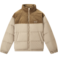 gxg.jeans男装 2024年冬季灯芯绒拼接卡其色短款立领羽绒服 卡其色 S (165)