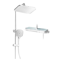 箭牌（ARROW）大顶喷旋钮智能恒温腰喷淋浴花洒套装置物台冷热增压易洁恒温花洒 优雅白 方形腰喷恒温花洒