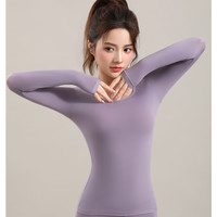 宜而爽10A抗菌保暖套装女士美肤衣法式紧身长袖圆领秋冬薄款无痕内穿 可可棕/上衣+裤子 XL