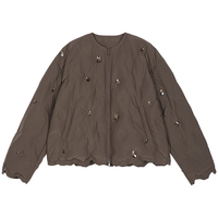 /江南布衣25冬羽绒服钉珠短款长袖宽松5P0C13760 201/暗咖 L