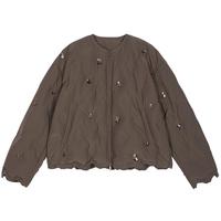 /江南布衣25冬羽绒服钉珠短款长袖宽松5P0C13760 201/暗咖 M