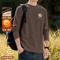 马克华菲（FAIRWHALE）秋冬内搭羊毛绒圆领衫男软糯贴身不紧绷舒适柔软保暖潮流百搭上衣 【双面绒】-咖#JMK艺术框框 3XL