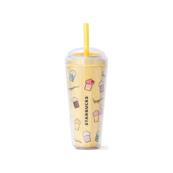 星巴克 塑料杯770ml塑料吸管杯咖啡杯星冰乐派对男女士