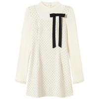 织物猪 千金风高级感减龄假2件波点加绒连衣裙冬季miu系显气质长裙