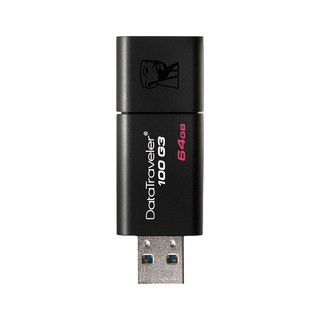 Kingston 金士顿 DataTraveler系列 DT100G3 USB 3.0 U盘 黑色 64GB USB+苹果lighting接口转换头