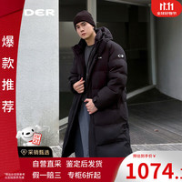 eider 2024 户外时尚男女同款防风长款保暖鹅绒服 黑色 S