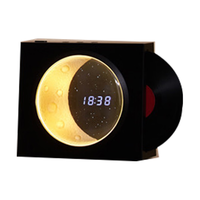 色果揽月时钟蓝牙音响小型黑胶CD唱片机创意男生日礼物毕业季送老师男女朋友电脑音响智能桌面小低音炮 月岩黑-