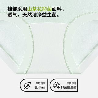 阿狸女士内裤纯棉山茶花10A抑菌自然腰简约舒适无痕亲肤裸感三角裤 浅杏+白色+氧蓝+浅绿+杏肤 5条 XL (120-140斤)
