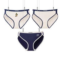 TEENIE WEENIE小熊内裤女棉裆美式复古运动款 【白色条纹+海军蓝+月光白】3条 M 【白色条纹+海军蓝+月光白】 3条 M 100-120斤