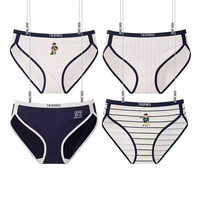 TEENIE WEENIE小熊内裤女棉裆美式复古运动款 白条纹+蓝灰条纹+海军蓝+月白4条L 白条纹+蓝灰条纹+海军蓝+月白 4条 L 120-140斤