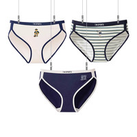 TEENIE WEENIE小熊内裤女棉裆美式复古运动款 【海军蓝+月光白+绿色条纹】3条 L 【海军蓝+月光白+绿色条纹】 3条 L 120-140斤