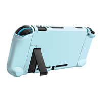 锦读 Jemdo Switch NS保护壳续航版ns保护套渐变磨砂保护套主机手柄分体支架外壳 【可插底座】亲肤硬壳-风信蓝 Switch保护壳