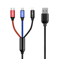 特七 多功能 三合一数据线 Type-C, Lightning, Micro USB 尼龙织 三色 USB-A