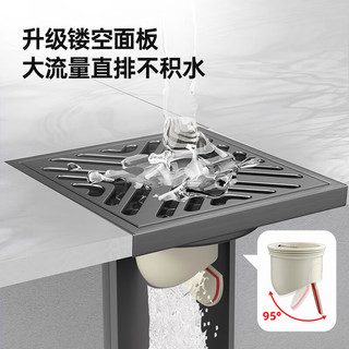 潜水艇（Submarine）黄铜防臭地漏套装卫生间干区淋浴通用大排量直排防臭洗衣机铜地漏 B套装：4通用1洗（1厨2卫1阳台适用）