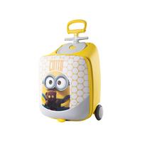 皇冠Minions骑行拉杆箱多功能遛娃车儿童可坐行李旅行箱5325 幸福黄