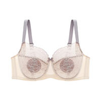 怡倩【清爽撞色大杯】内衣女胸大显胸小全罩杯薄款防凸点大码文胸 大地晨露白 95D 42/95D