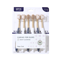 可丹诺山姆同工艺高密值软毛牙刷宽头高档牙刷成人家庭牙刷老年护齿洁牙 蓝白1盒* 6支 装