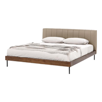 NORHOR北欧表情/意式中古复古/KEE全真皮软包实木双人床主卧 暖灰色 支架结构1800mm*2000mm