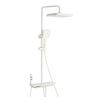 潜水艇（Submarine）HS8405L钢琴键增压花洒套装四挡出水巨幕顶喷大置物沐浴器奶油白 奶油白淋浴花洒带喷枪