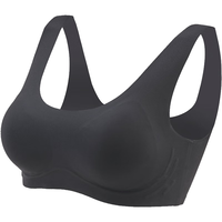 红豆文胸女果冻条无痕内衣无钢圈聚拢U型后背软支撑胸罩 迷迭黑 160