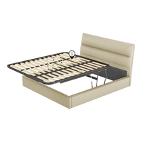 顾家家居 KUKA  现代简约头层牛皮软床双人床卧室婚床分段式靠包大床主卧DS8227B 【月牙米】储物+独袋弹簧乳胶垫 1500*2000