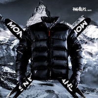 怪物守护者 羽绒服男 高领90鹅绒服户外防风运动短款厚外套 质感黑