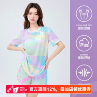 李宁 泳衣女短袖沙滩度假透气罩衫胖mm遮肚显瘦保守泡温泉游泳衣外衫 LSYU041-1 浪漫粉（单罩衫）