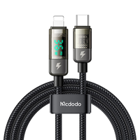 MCDODO苹果数据线功率数显PD快充电线透明适用iPhone14/13ProMax/12/11/xs手机typec转Lightning充电器线 1.8米数显科技丨满电自断电